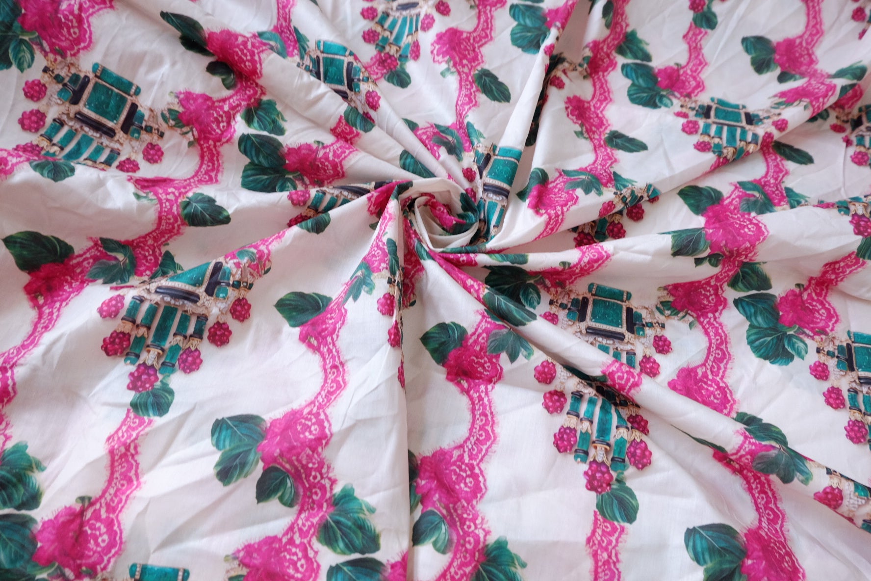 Jewel Lace Cotton Lawn Fabric - 1.75 yd