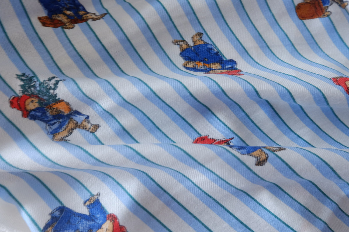 Winter Adventures – Vintage Bear Stripe Cotton Twill Fabric – 2.19 / 3.3 yd