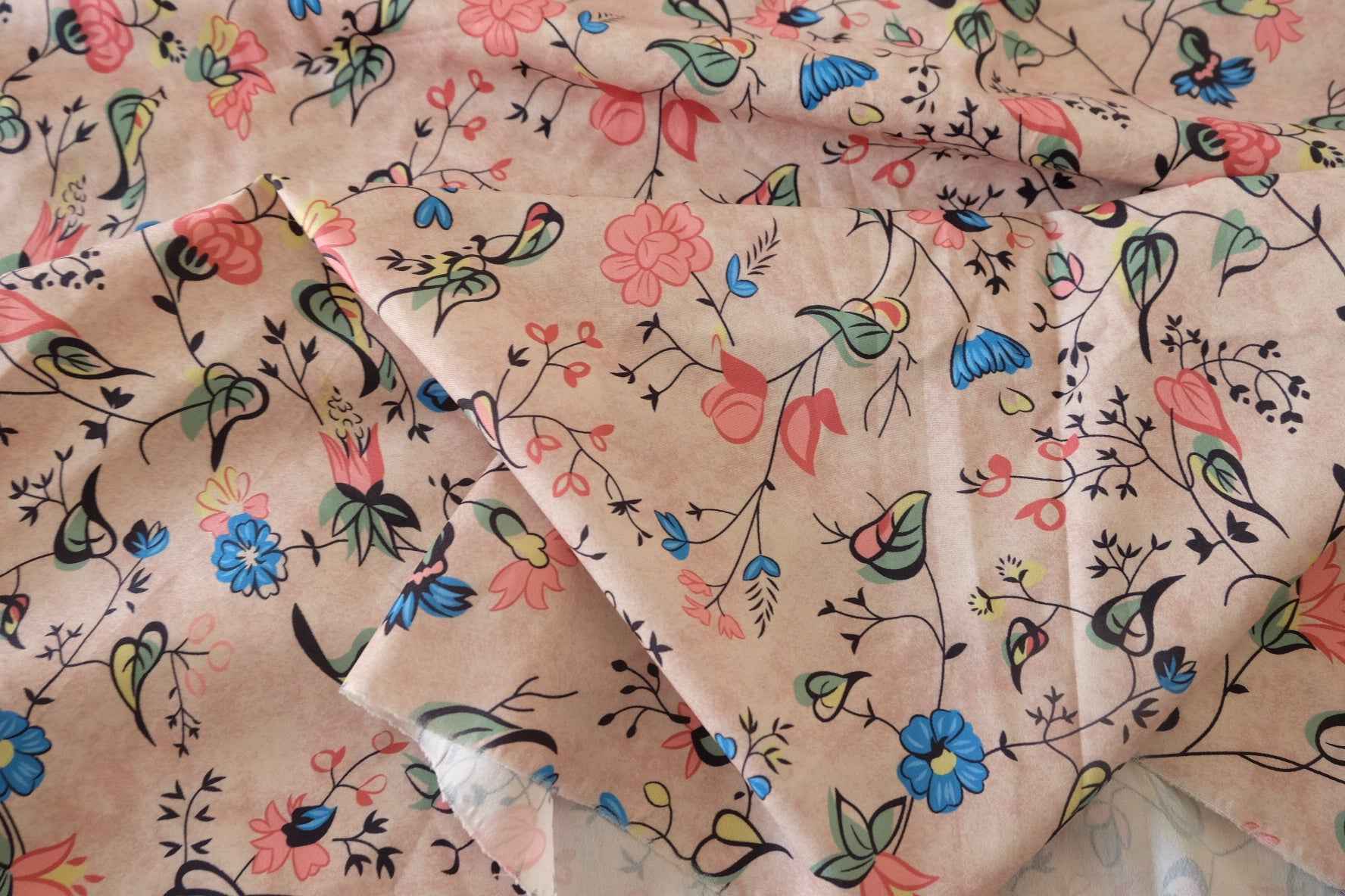 Vintage Garden Satin Fashion Fabric – 1.64 yd