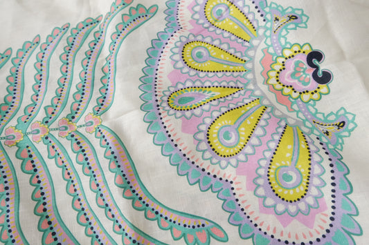 Paisley Placement Print Linen Fabric, 1.86 Yards