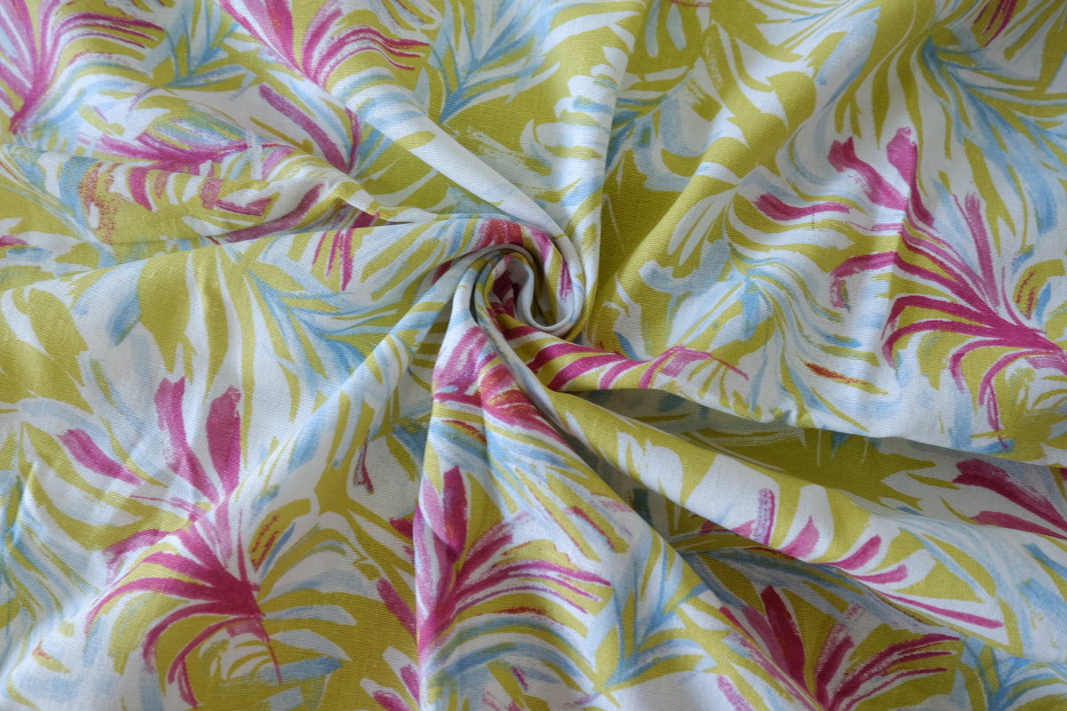 Tropical Watercolor Leaves Linen Cotton – 1.64 yd