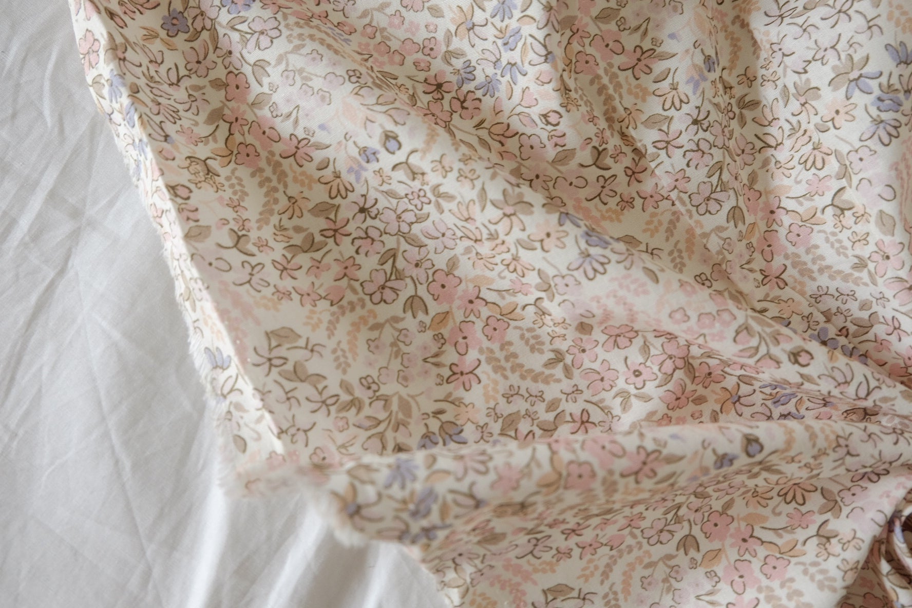 Soft Pastel Floral Cotton Poplin Fabric – 2.08 yd