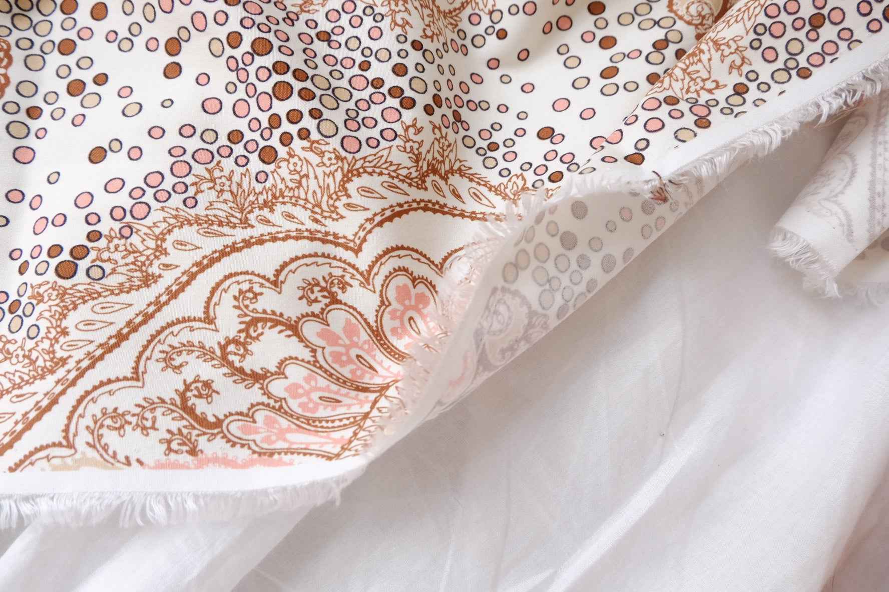 Soft Paisley Cotton Rayon Fabric, Cool Drapey Dress Weight, 3.28 Yards