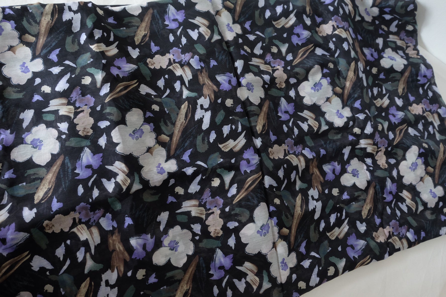 Black Floral Tencel Ramie Nylon Blend Fabric – 5.2 yd