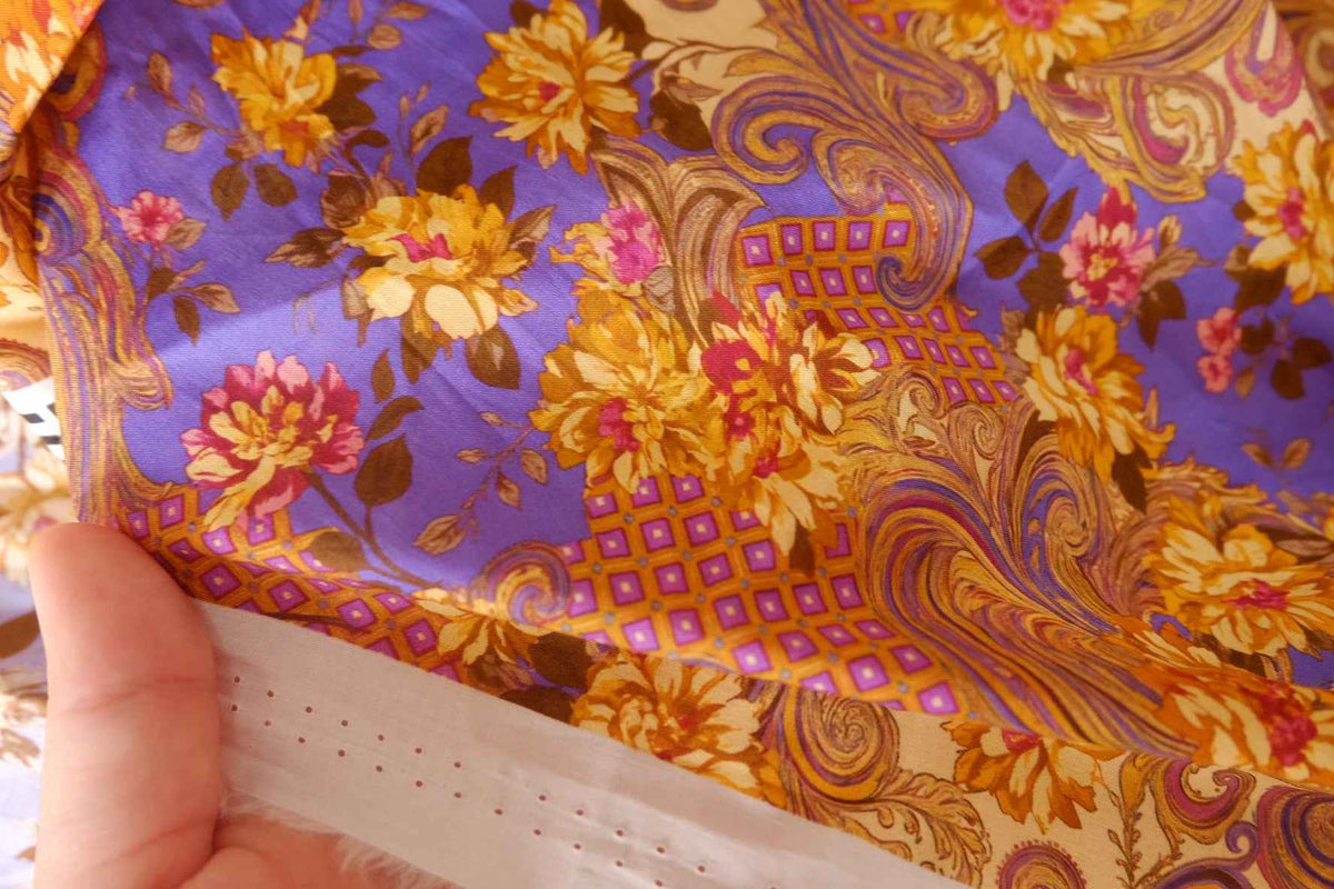 Golden Baroque Floral Cotton Lawn – 3.06 yd