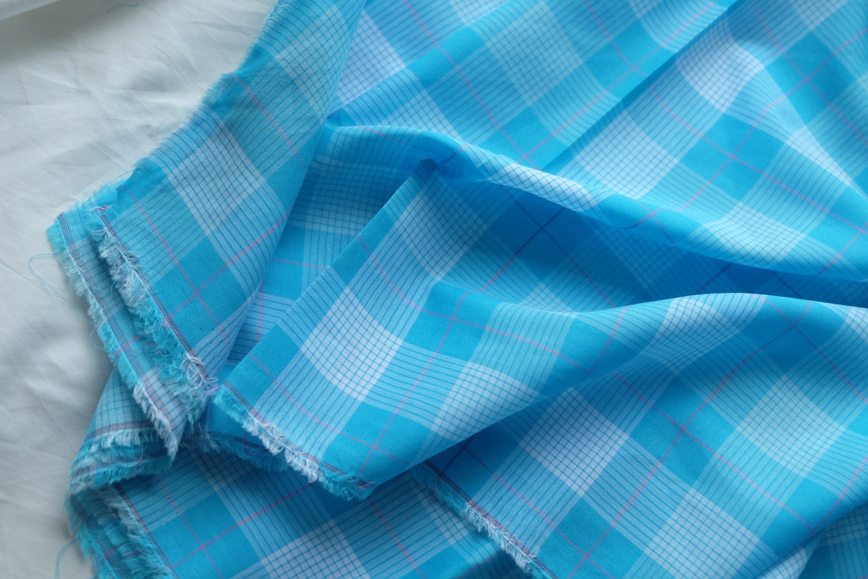 Aqua Windowpane Yarn-Dyed Cotton – 3.3 yd