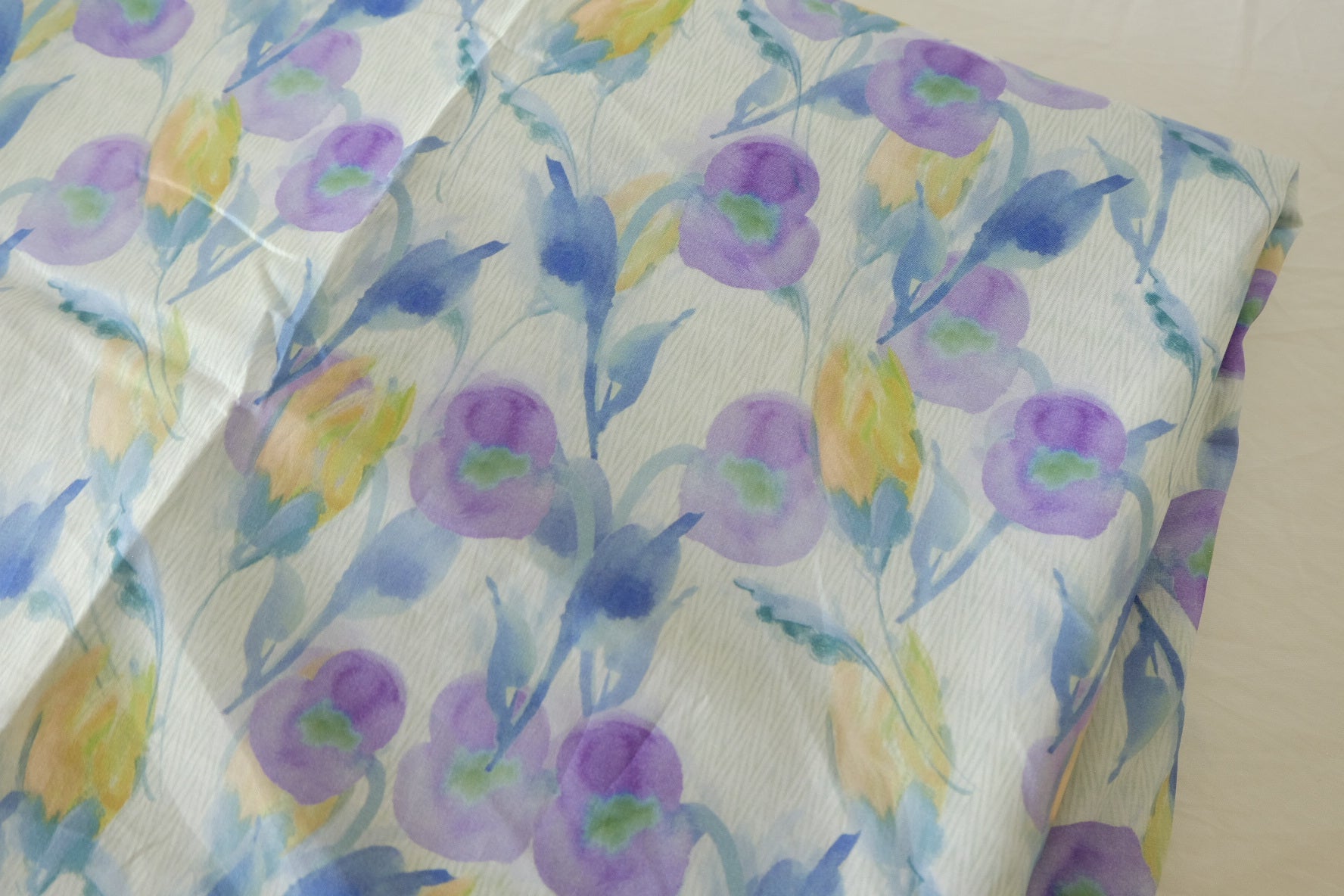 Watercolor Lavender Garden Cotton Lawn Fabric – 2.73 yd Piece