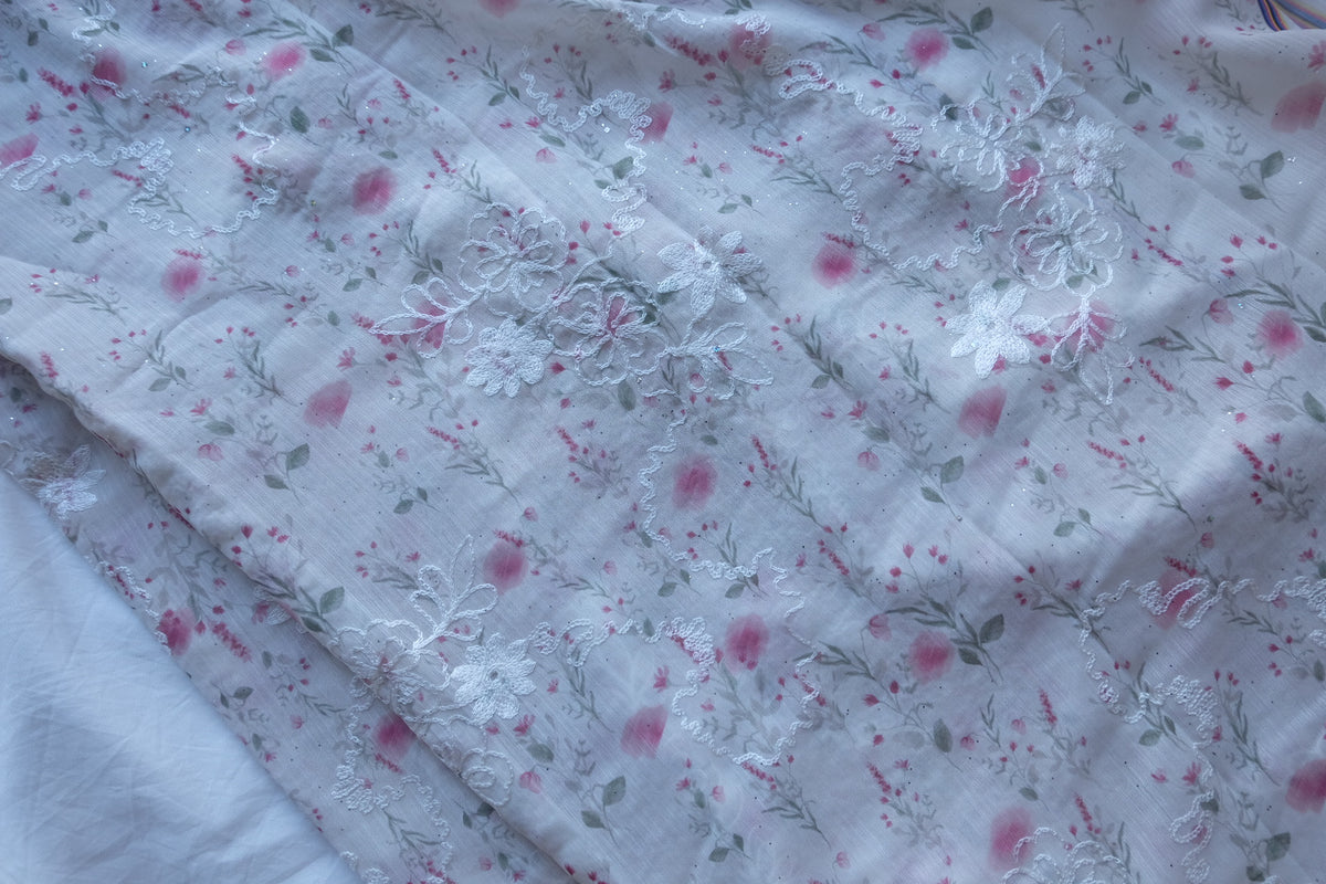Embroidered Floral Chiffon – 3.3 yd