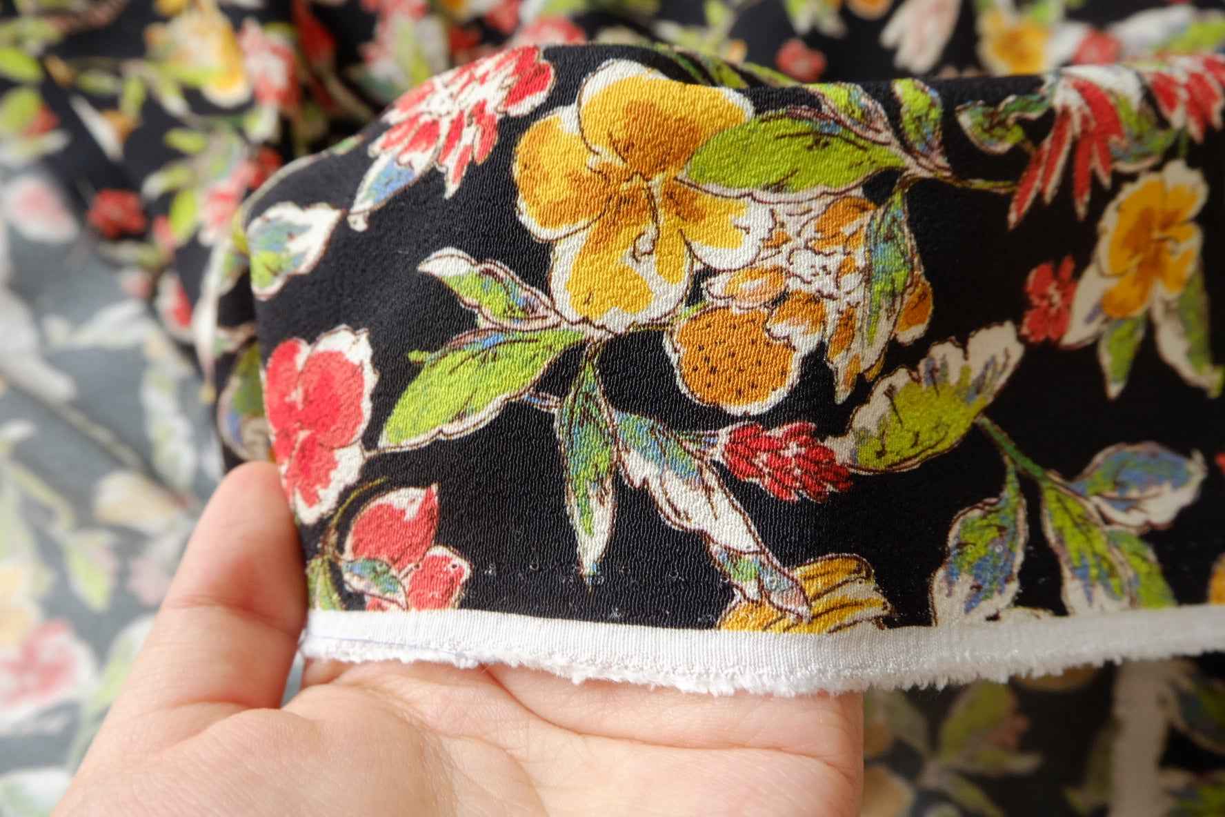 Tropical Bird Rayon Jacquard Satin Fabric, Textured Silky Dress Weight, 2.19 Yards