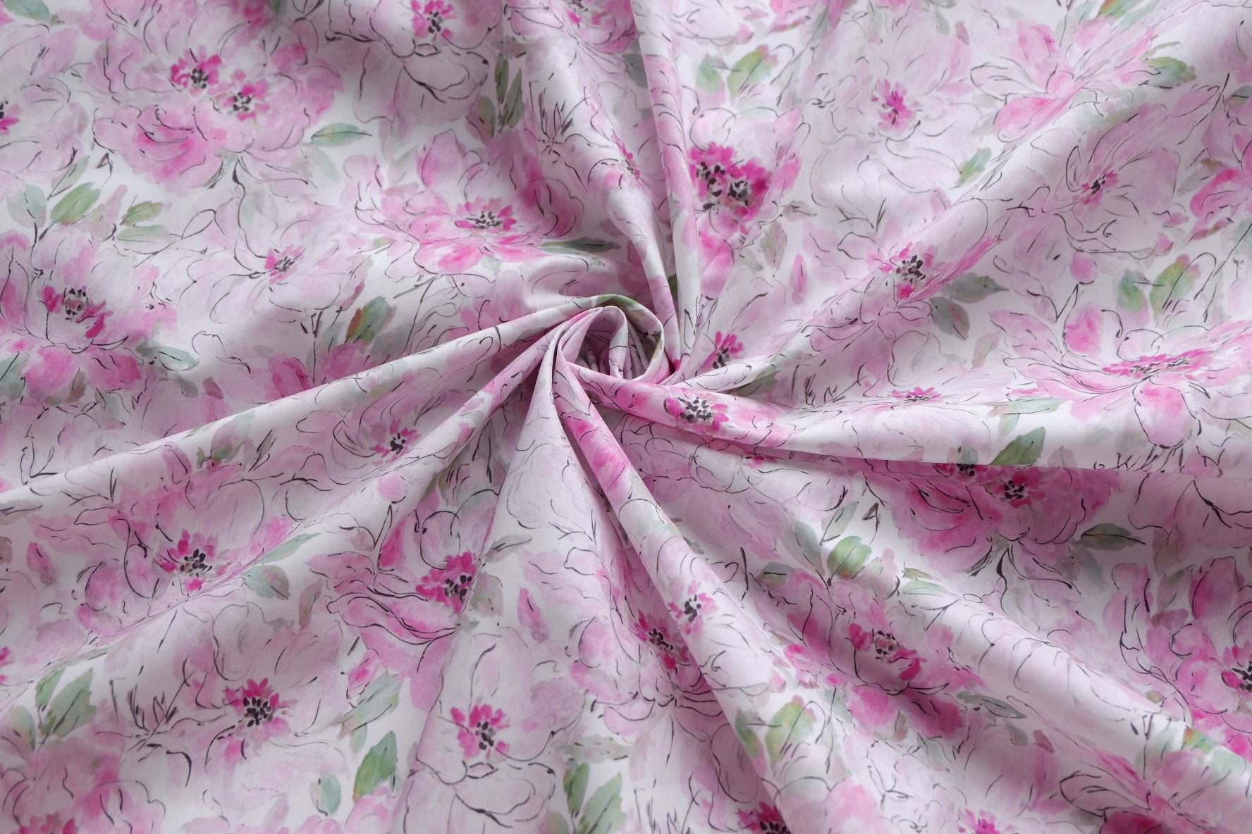 Pink Watercolor Floral Cotton Lawn – 3.3 yd