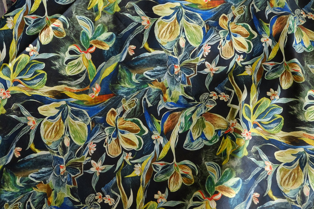 Midnight Botanical 60s Cotton Poplin – 2.7 yd