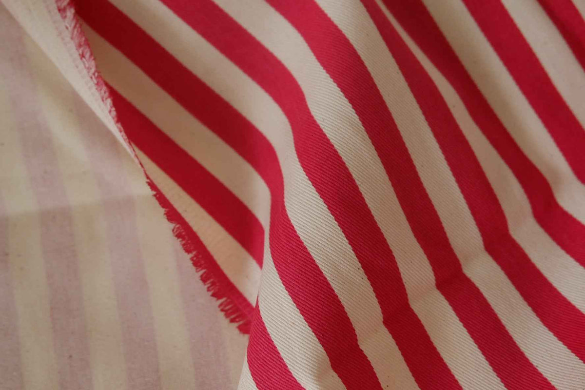 Red Stripe Cotton Twill — 2.19 yd