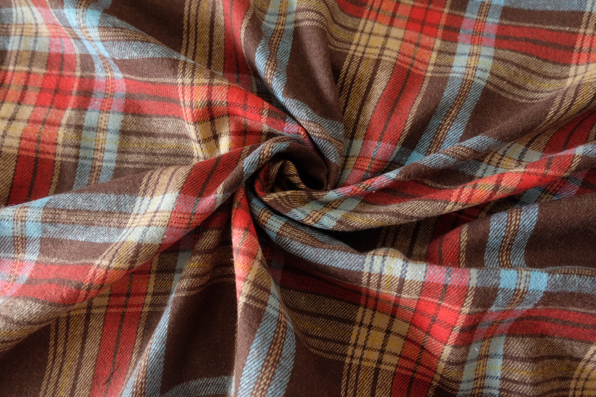 Autumn in Vermont – Soft Brushed Plaid Polycotton Shirting – 3.3 yd