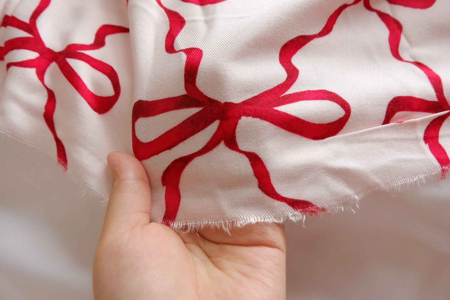 Red Bow Rayon Challis Fabric - 3.28 yd