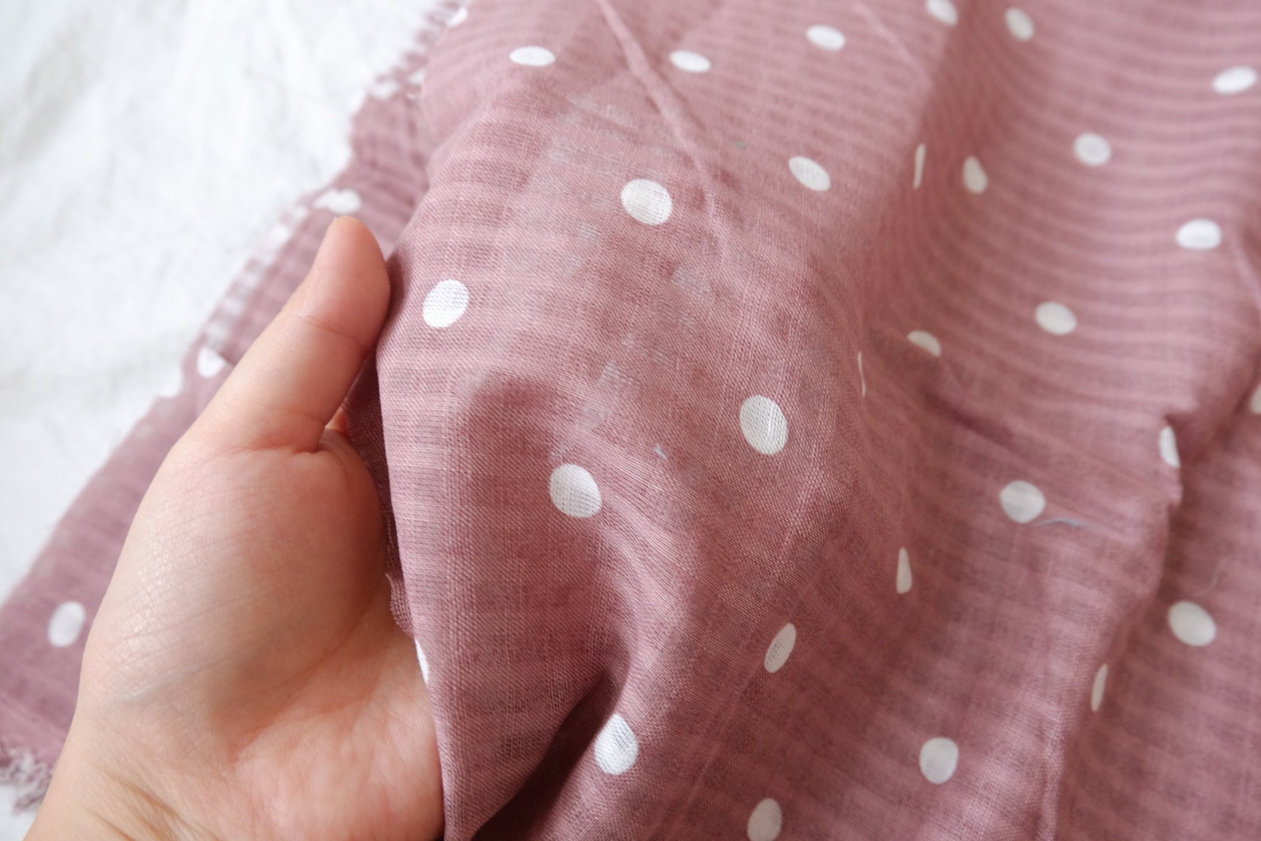 Dusty Rose Polka Dot Cotton Linen, 2.2 Yards