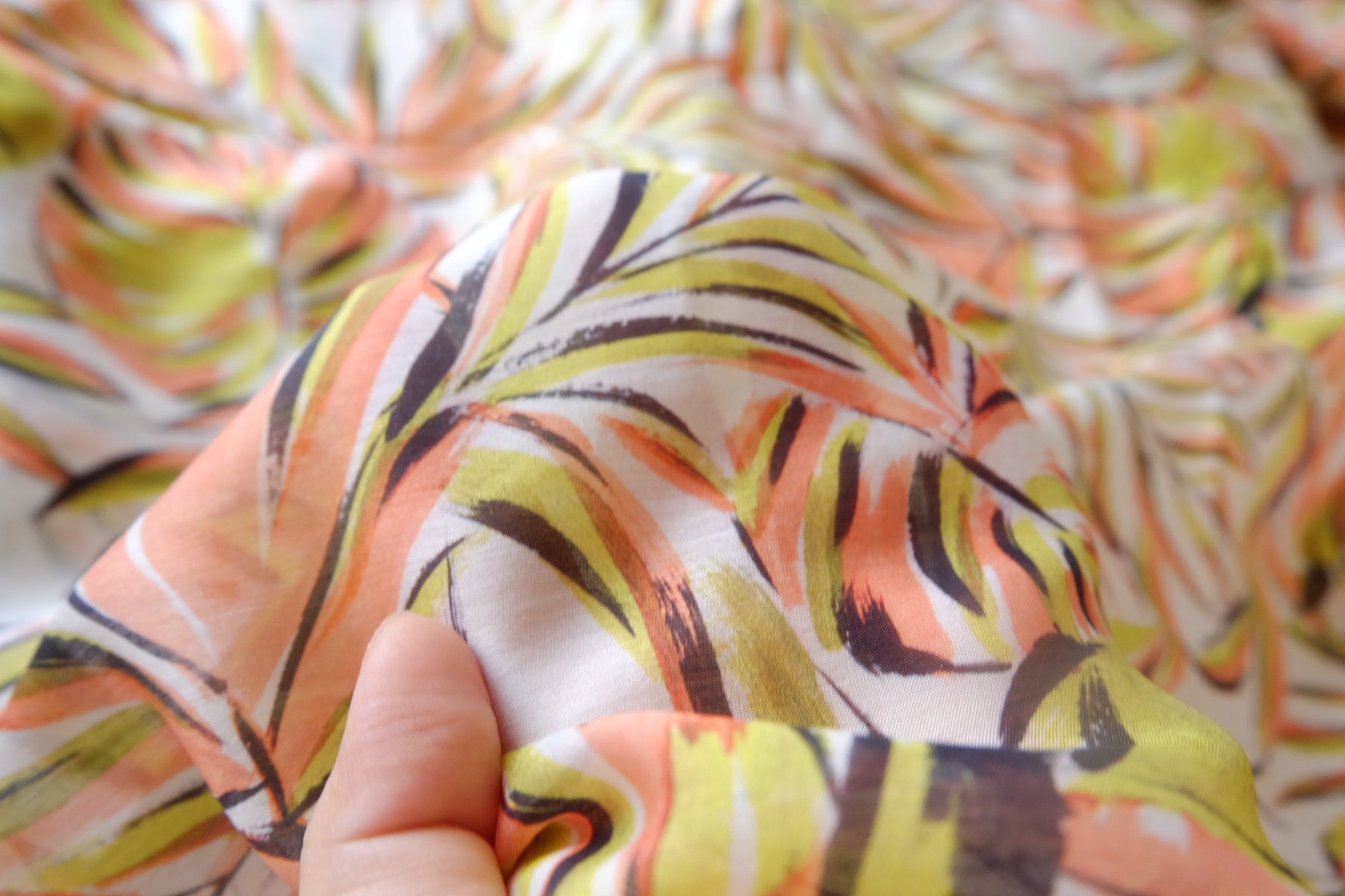 Tropical Leaf Tencel Linen Blend Fabric - 3.28 yd