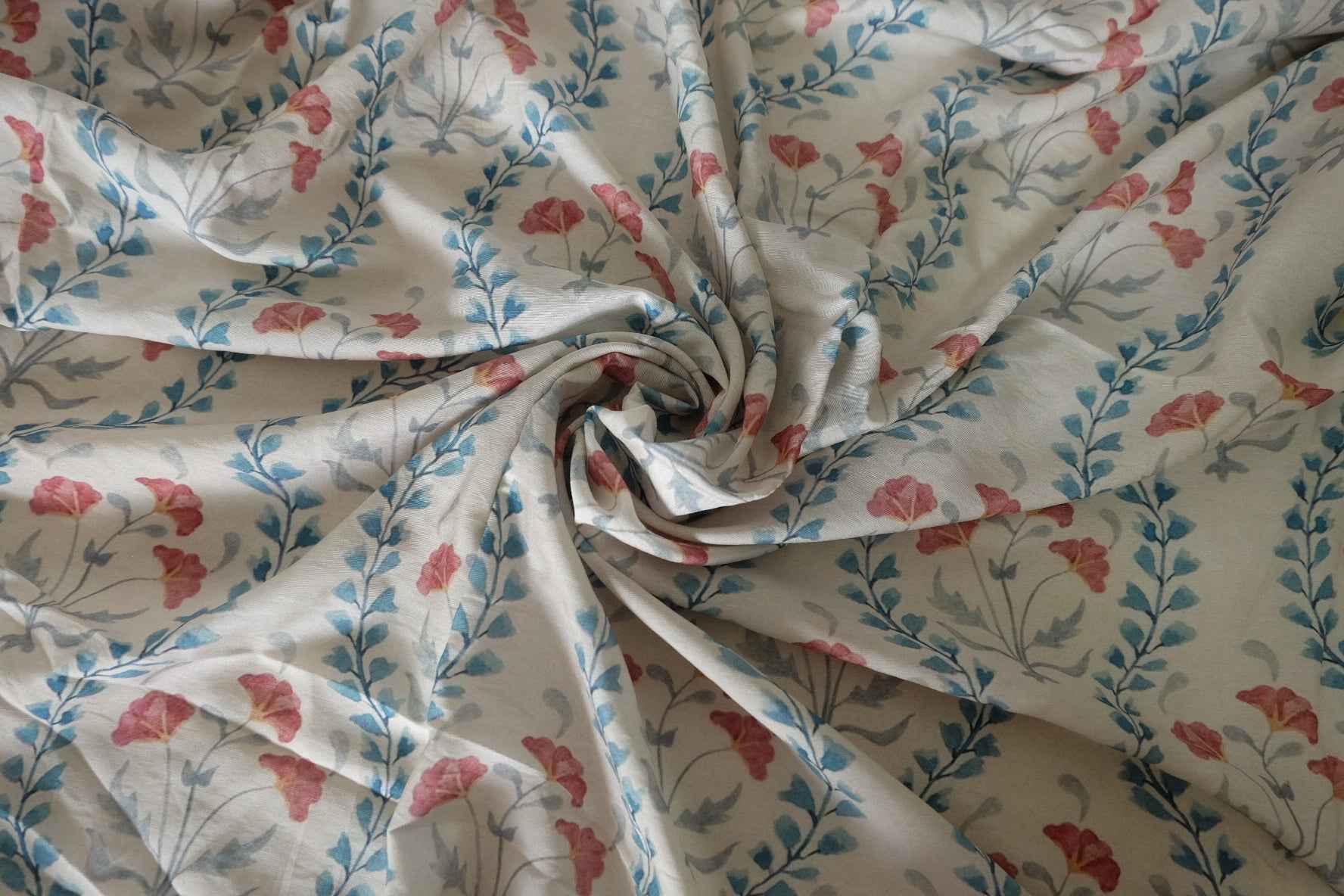 Pink Floral Vine Cotton Nylon Fabric – 3.3 yd