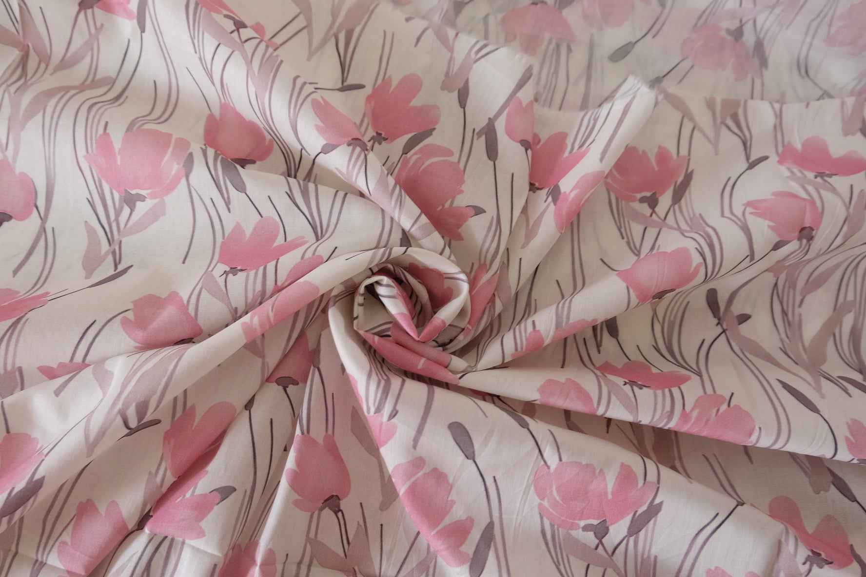 Pink Floral Cotton Lawn Fabric – 3.3 yd