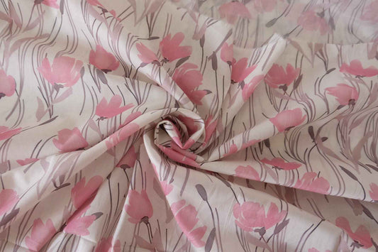 Pink Floral Cotton Lawn Fabric – 3.3 yd