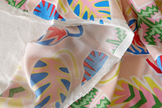 Colorful Tropical Leaf Lyocell Fabric – 2.2 yd