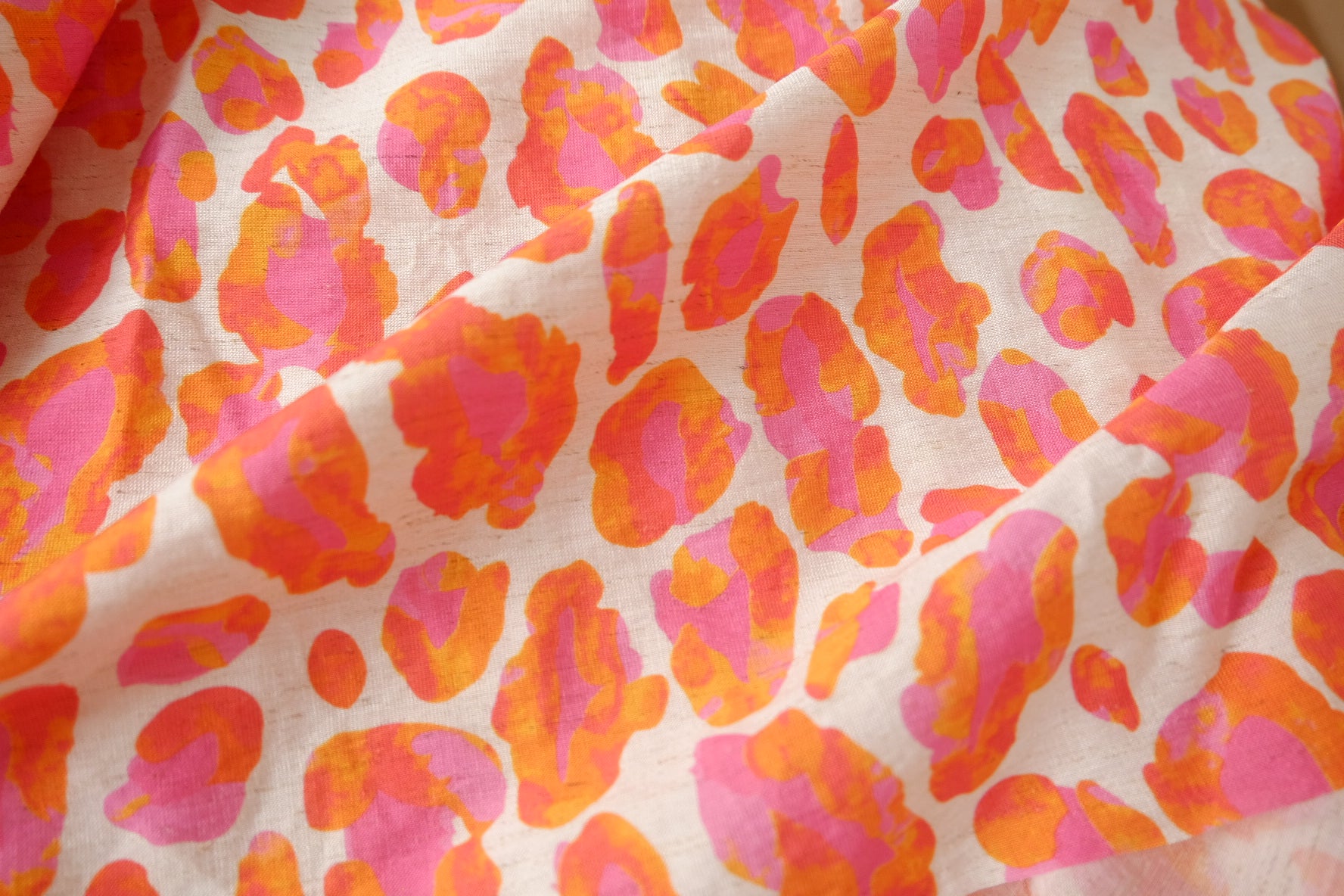 Bold Coral Leopard Print Tencel Cotton Fabric – Soft, Fluid Summer Dress Fabric (2.19 yards)
