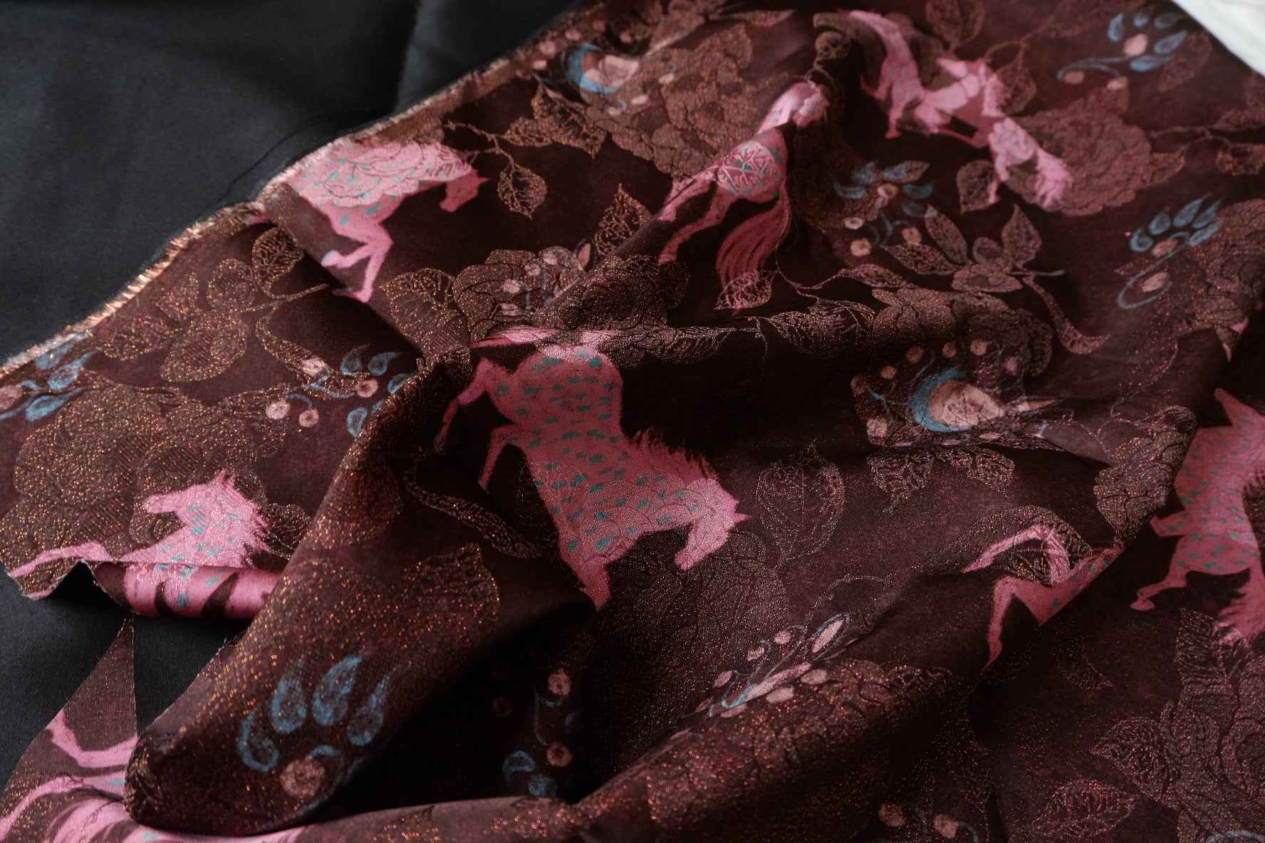 Dark Horse Jacquard Rayon Brocade Fabric - Per Meter