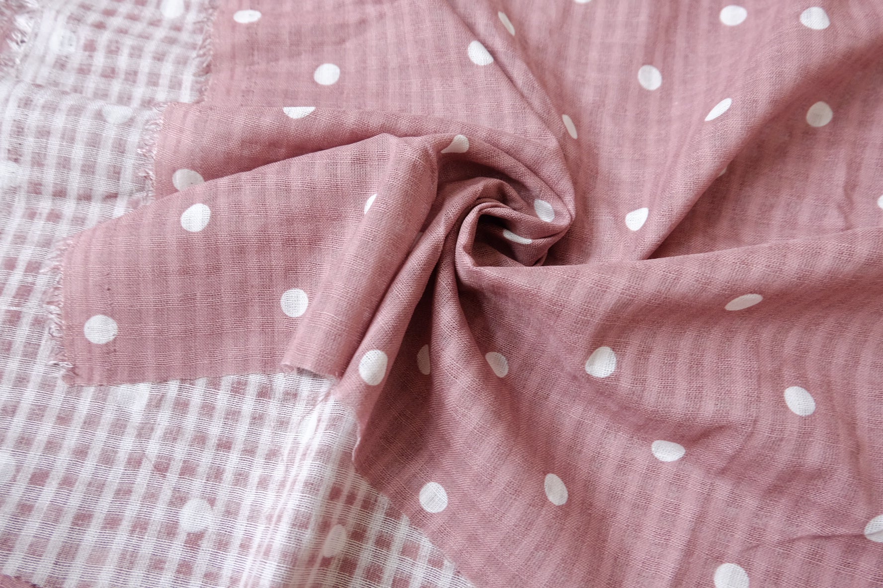 Dusty Rose Polka Dot Cotton Linen, 2.2 Yards