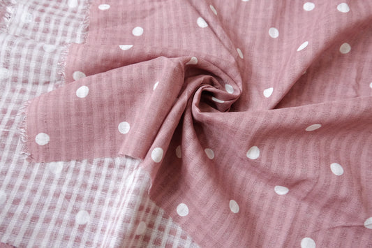 Dusty Rose Polka Dot Cotton Linen, 2.2 Yards
