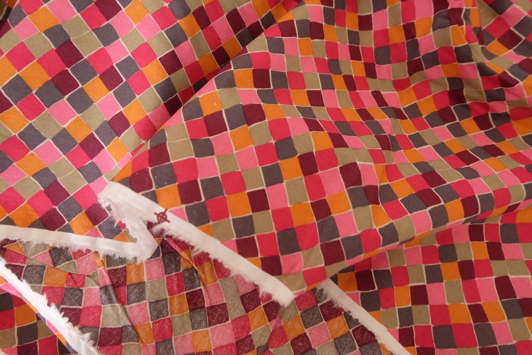 Pink Mosaic Cotton Poplin Fabric – 1.7 yd