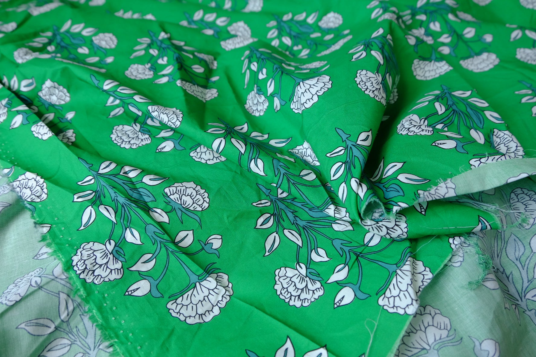 Green Floral 80s Cotton Poplin — 1.97 yd