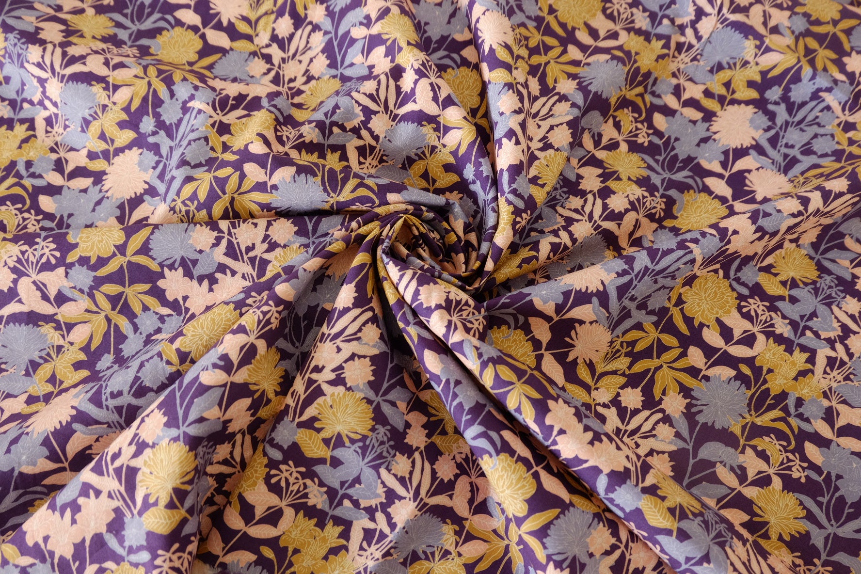 Plum Botanical Garden Print Cotton Poplin Fabric – 2.19 yd Piece