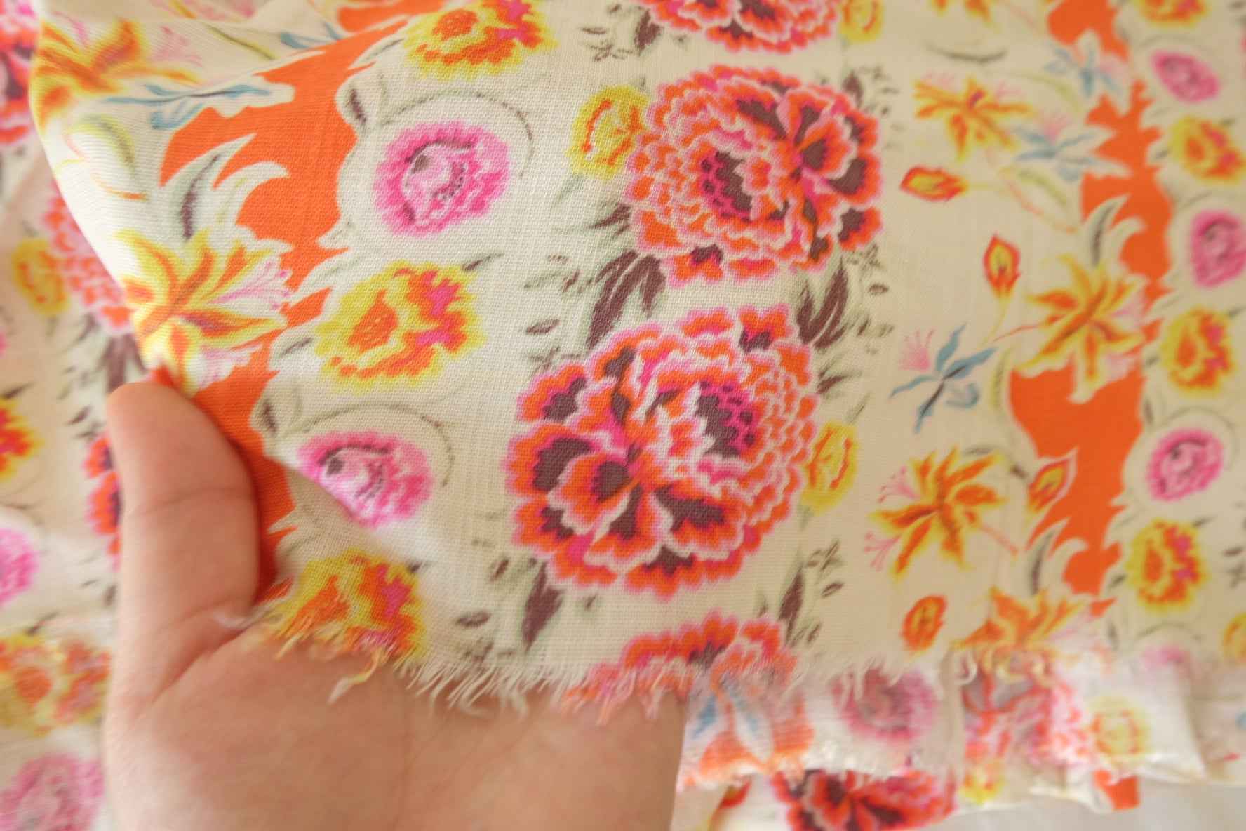 Bright Vintage Floral Rayon Challis – 3.3 yd