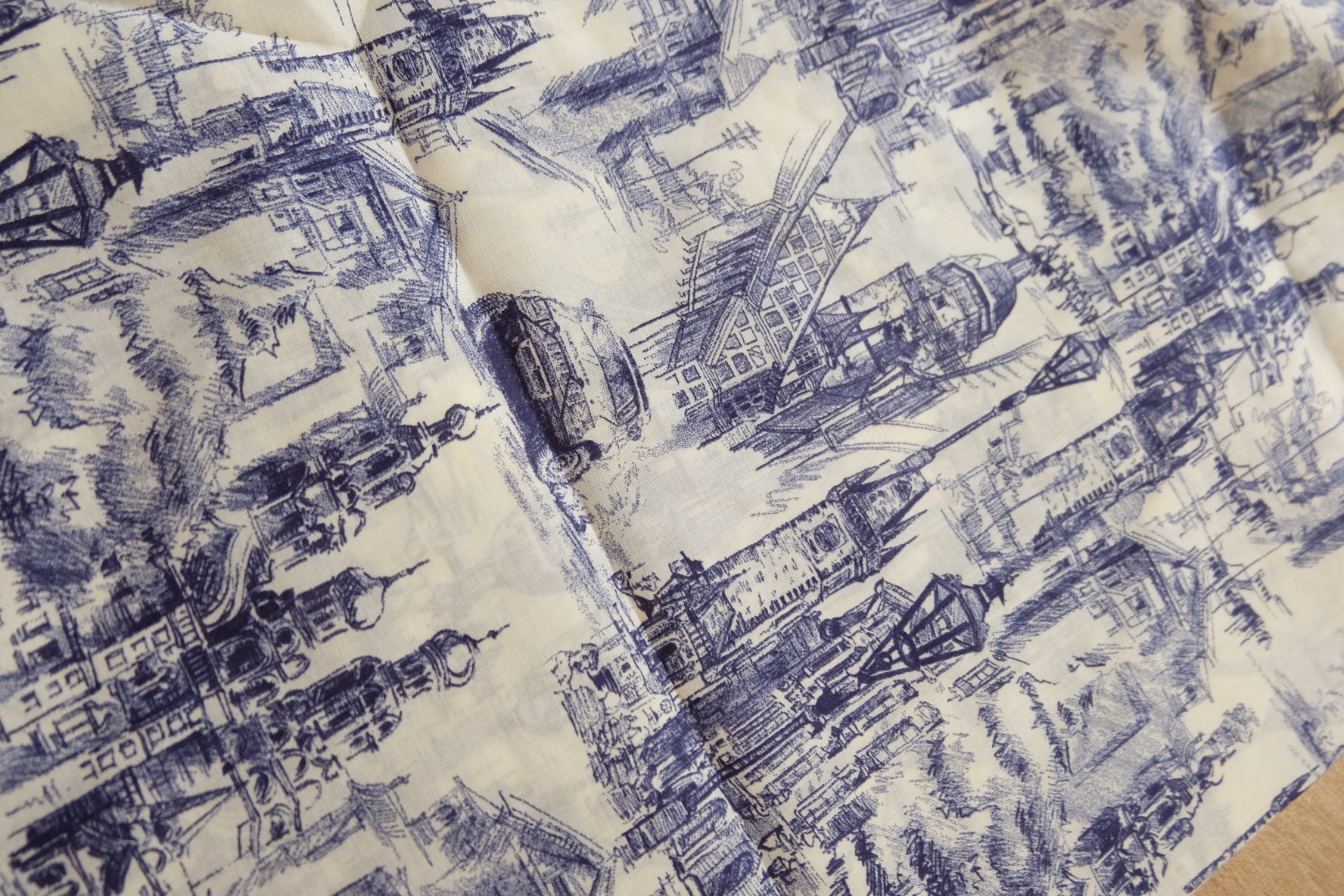 Architectural Sketch Cotton, Blue & Ivory, 3.3 Yards