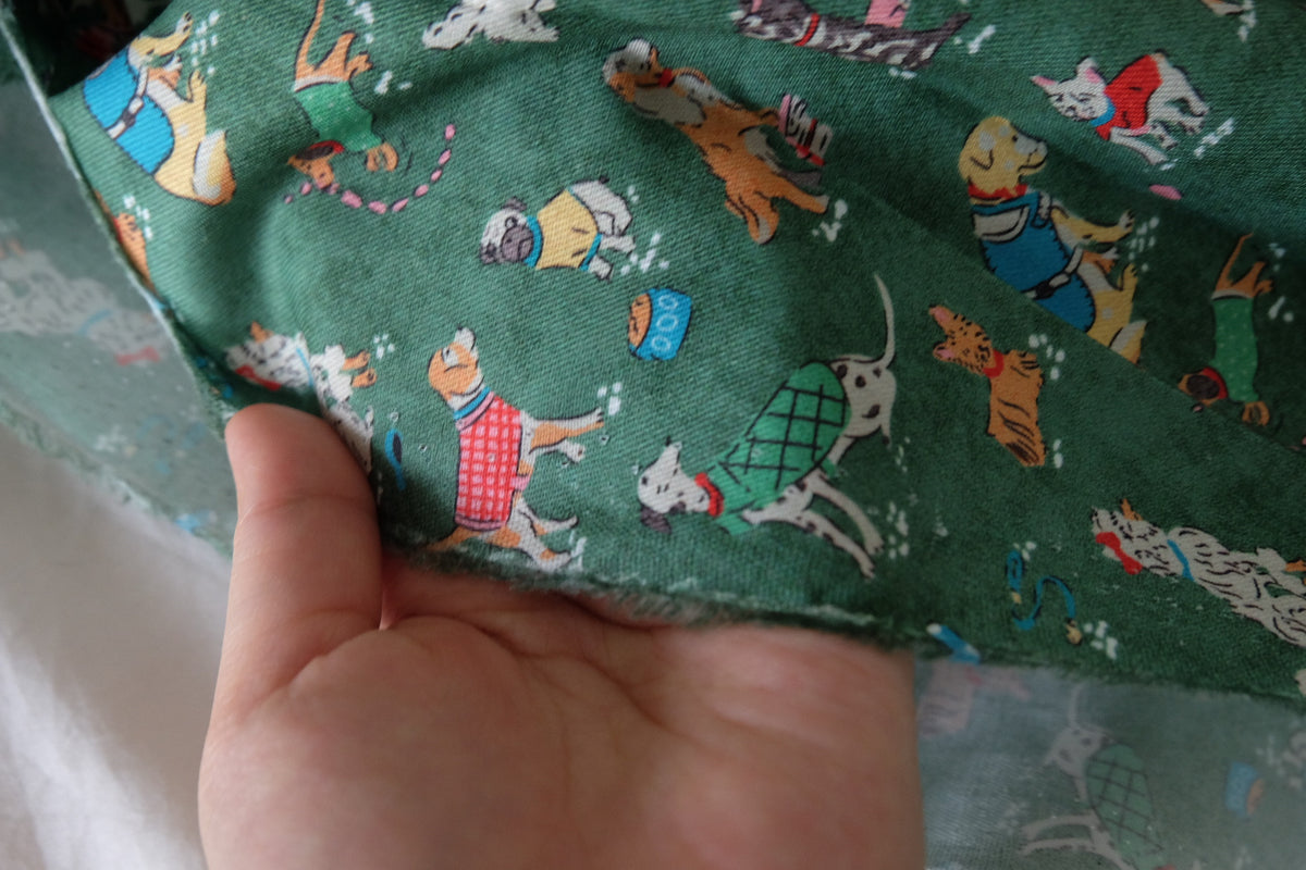 Playful Dog Print Cotton Twill Fabric – 2.2 yd