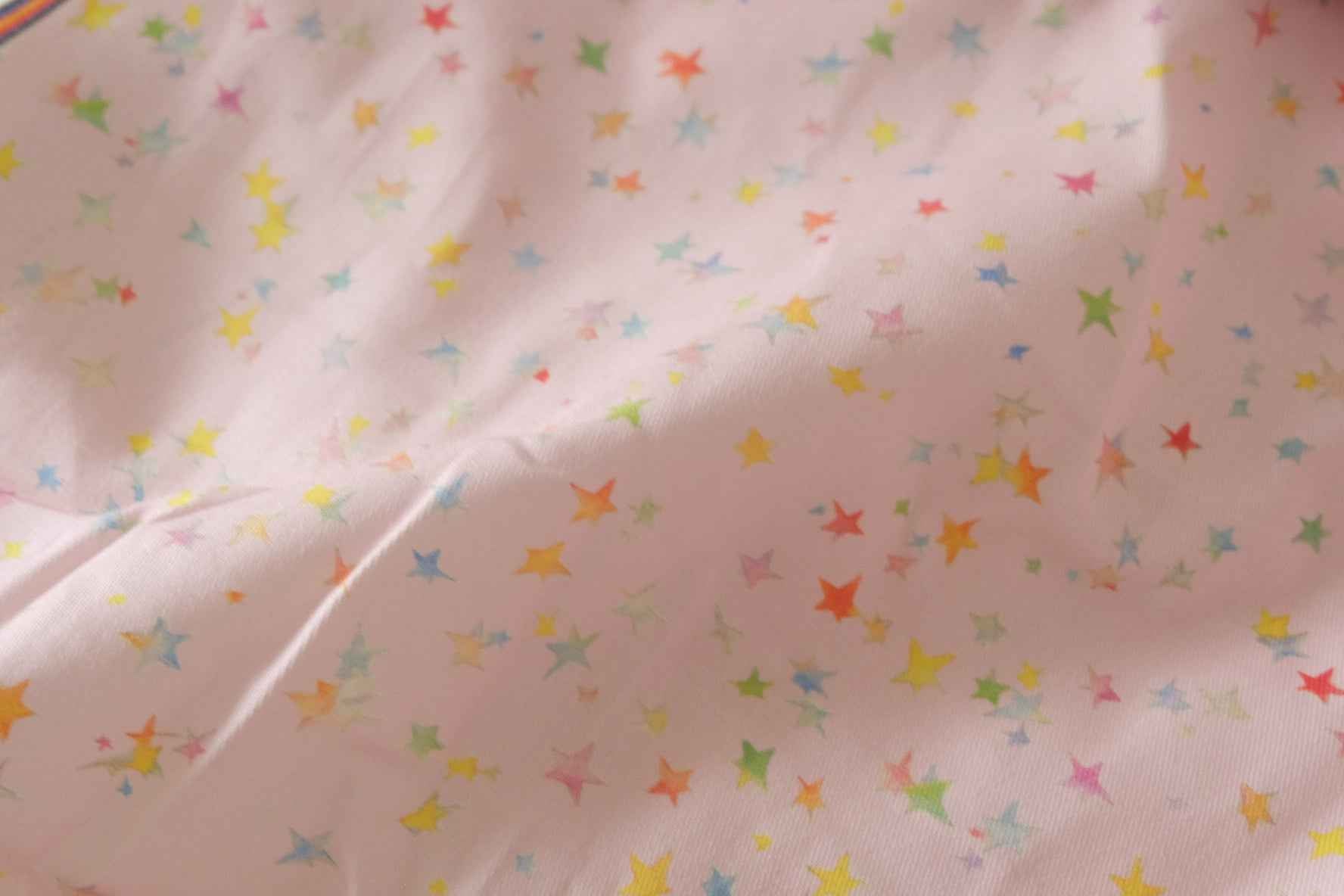 Pink Star Print Cotton Twill Fabric – 1.6 Yards