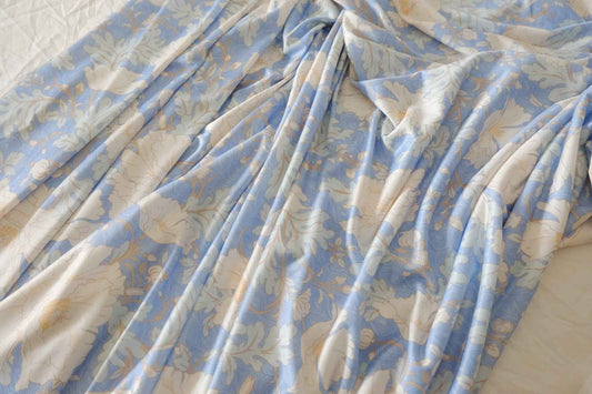 Powder Blue Floral Stretch Mesh – 2.19 yd