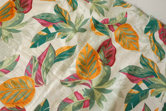 Textured Tropical Leaf Tencel Cotton Fabric – 3.3 yd