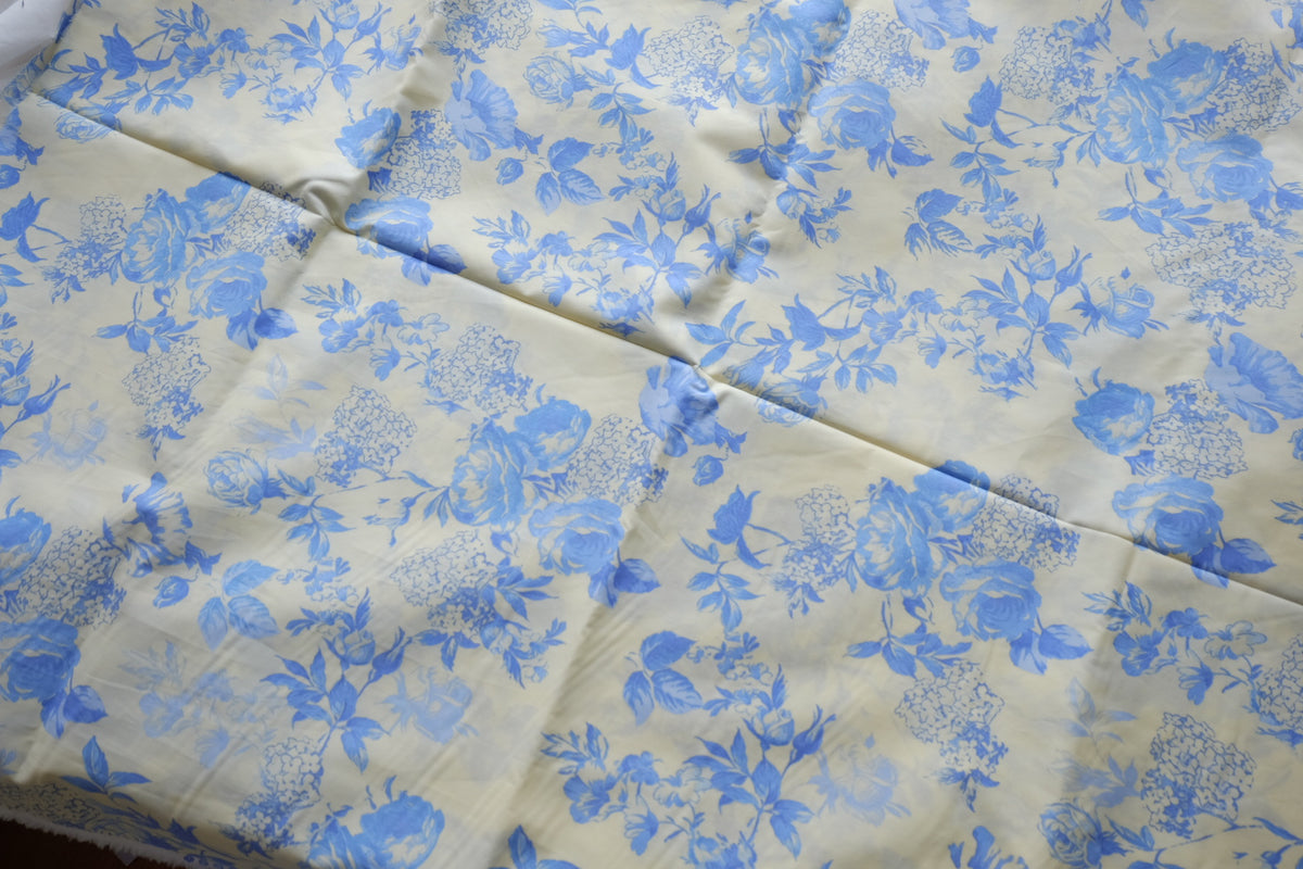 Blue Floral High-Density Cotton Poplin – 3.8 yd