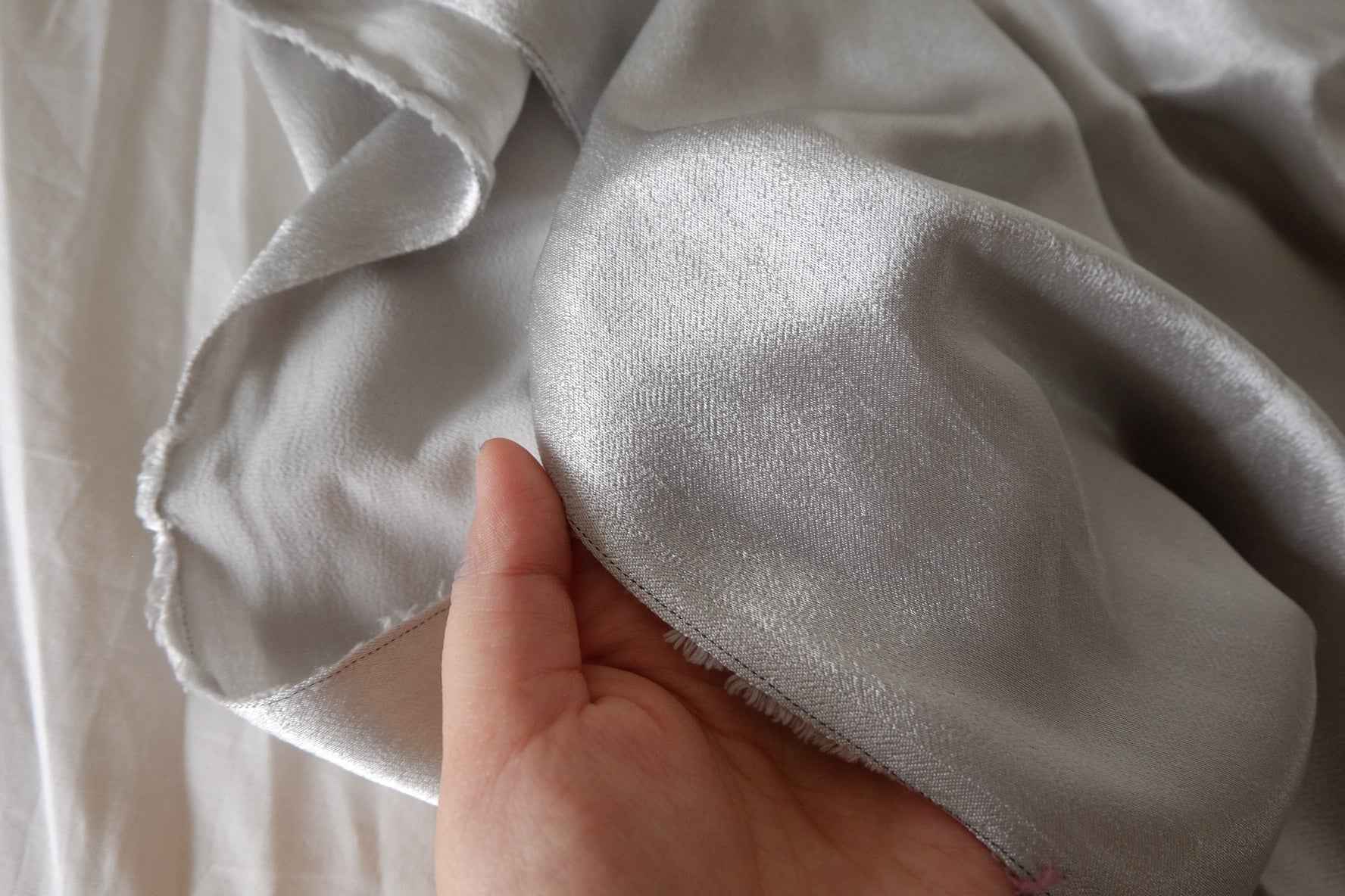 Silver Cupro Satin Fabric – 2.19 yd