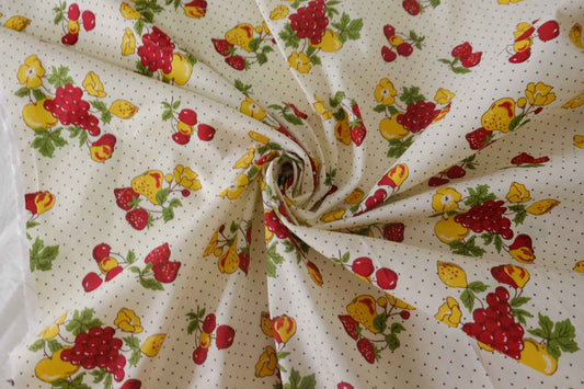 Vintage Fruit Garden Cotton Fabric – 2.2 yd / 3.3 yd