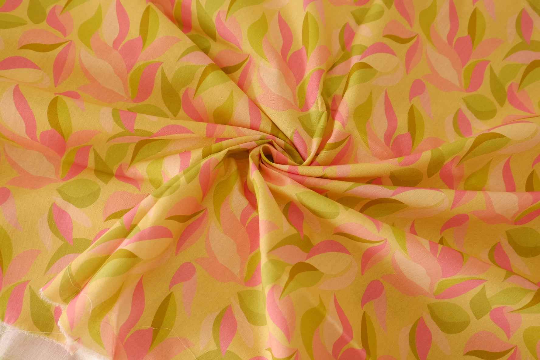 Retro Leaf Cotton Fabric – 2.2 yd