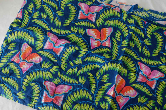 Butterfly Garden Blue Cotton Poplin Fabric – 1.6 yd