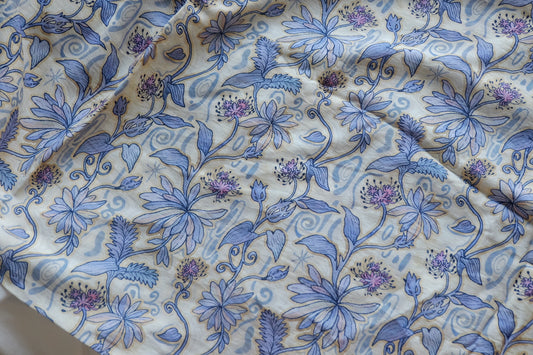 Blue Botanical Cotton Nylon Blend – 3.3 yd