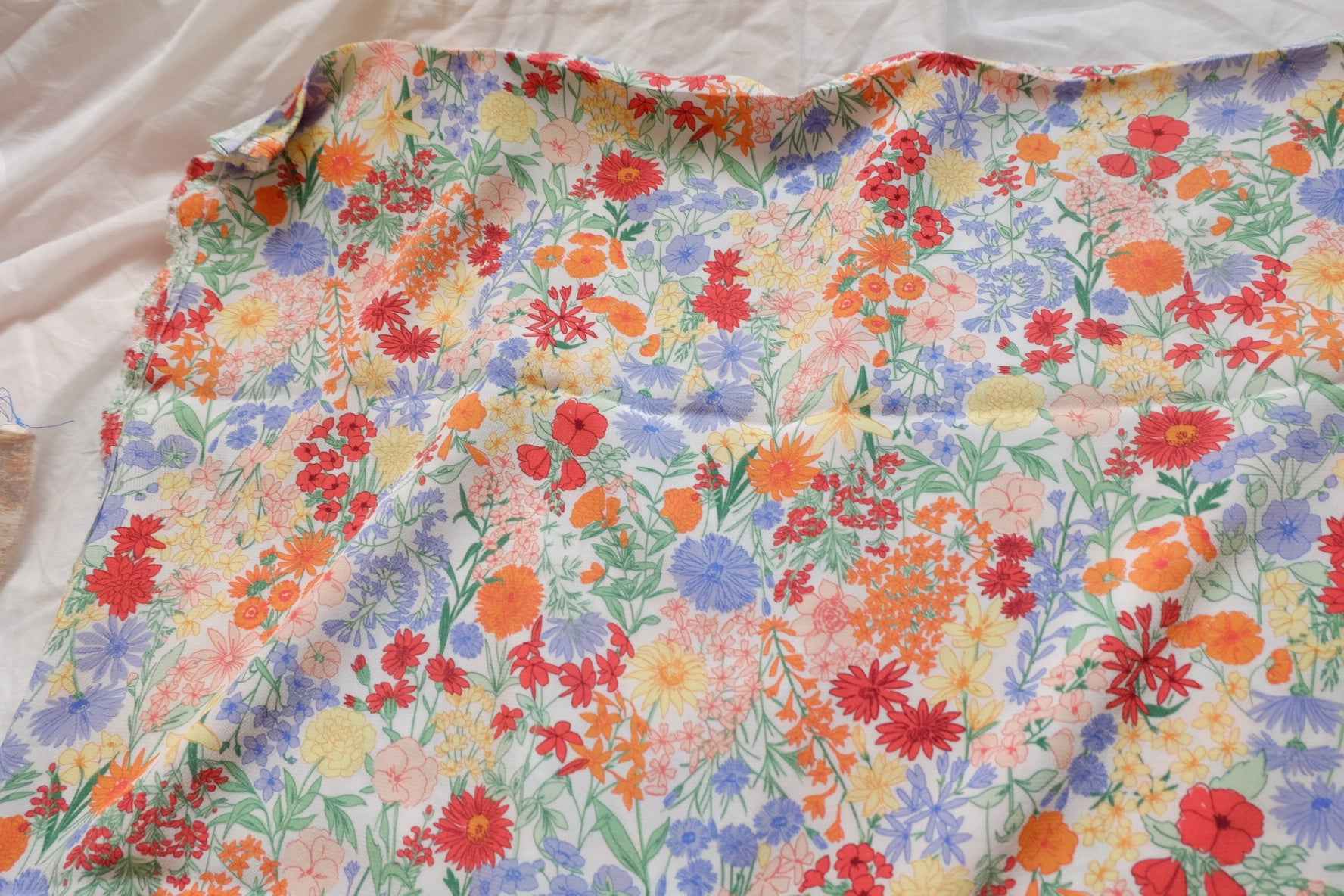 Wildflower Rayon Fabric, Silky Drapey Dress Weight, 3.28 Yards