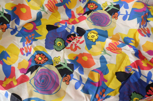 Colorful Abstract Floral Cotton Poplin Fabric – 3.3 yd