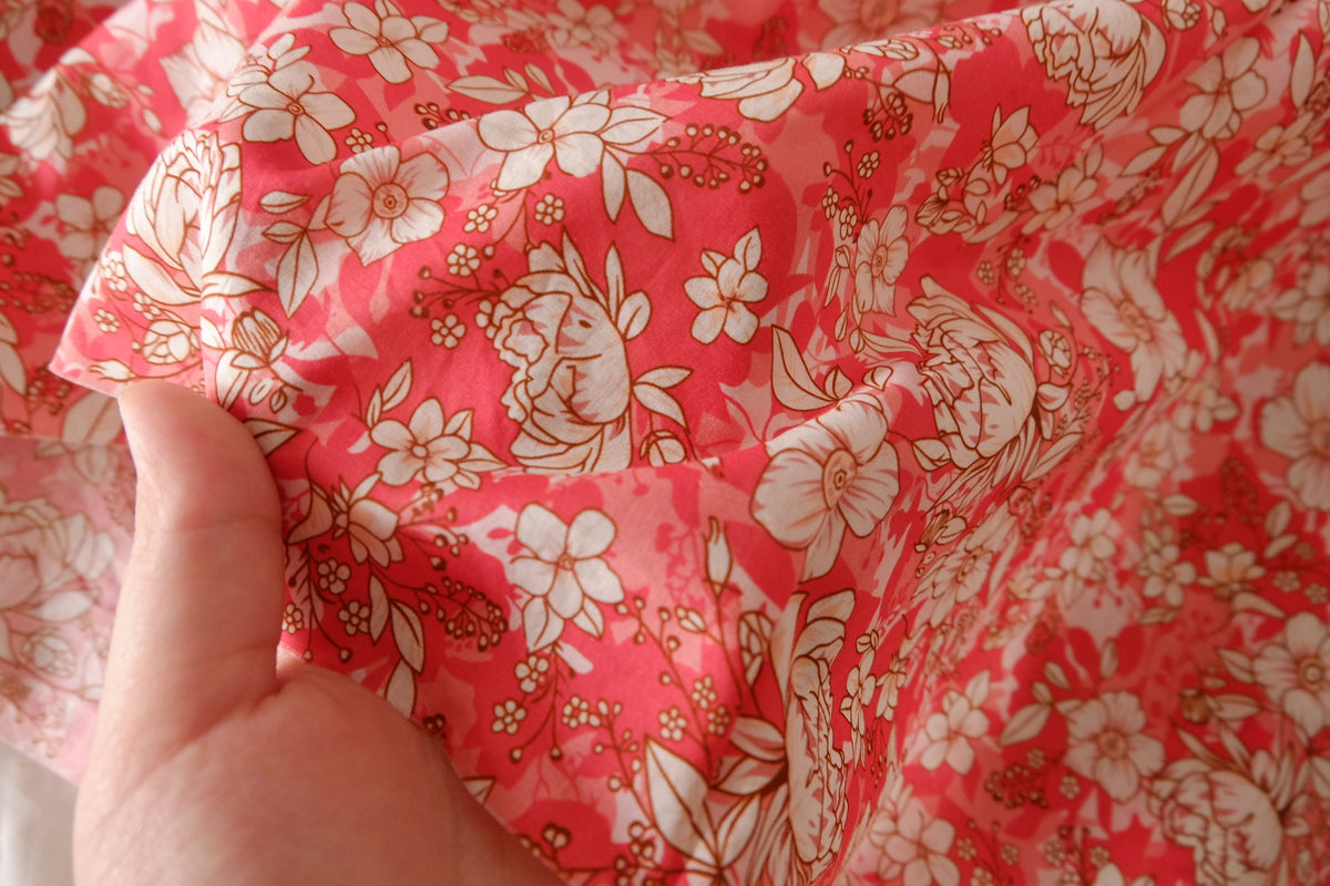 Coral Sketch Garden Cotton Lawn — 2.30 yd