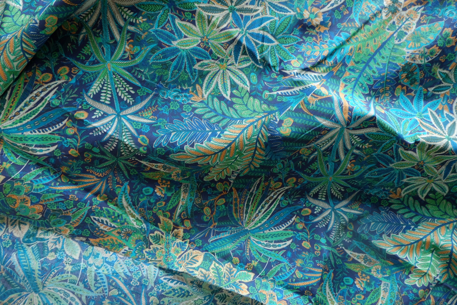 Peacock Garden Silky Cotton Lawn Fabric - 2.73 yd