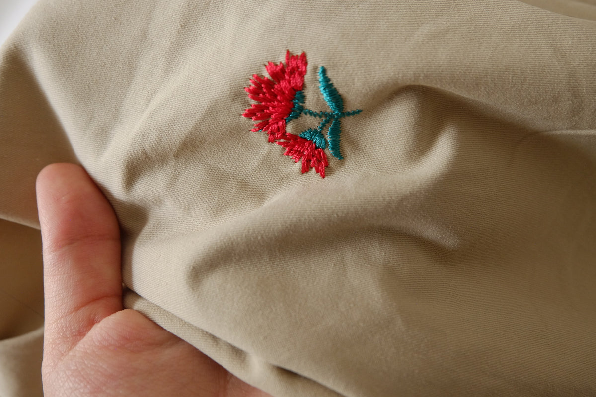 Embroidered Sand Cotton Twill – 2.2 yd