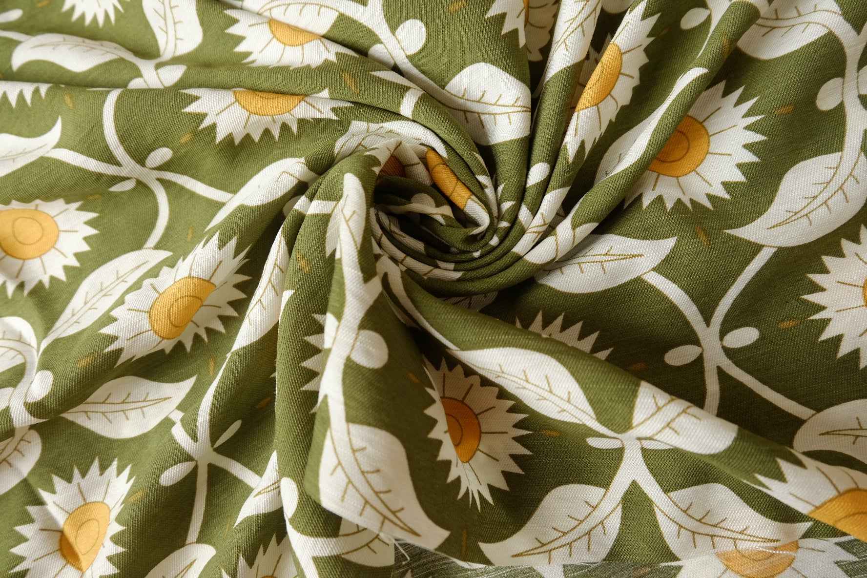 Green Daisy Tencel-Linen Fabric - 2.19 yd