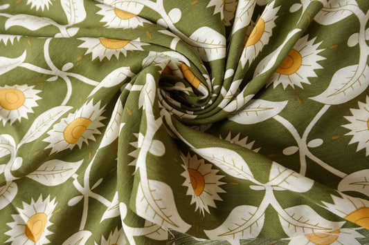 Green Daisy Tencel-Linen Fabric - 2.19 yd